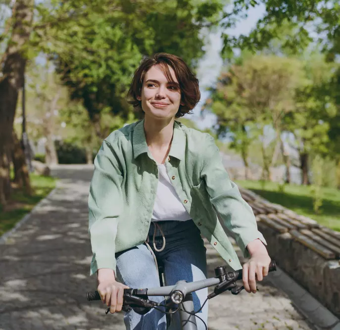 woman riding a bike