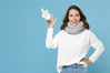 happy woman throwing tissue away healthy