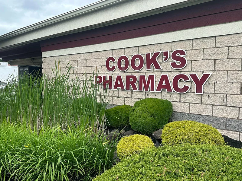 Cook's Pharmacy sign