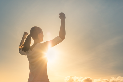 woman celebrating success